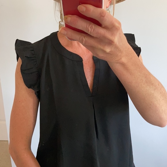 Black Ruffle Sleeve Blouse - Picture 3 of 10